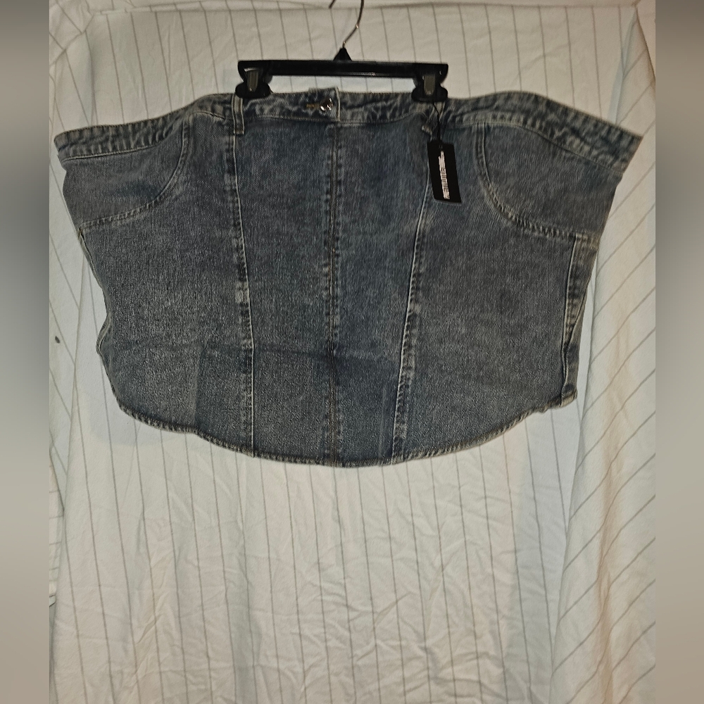PrettyLittleThing Denim Corset Top - Blue